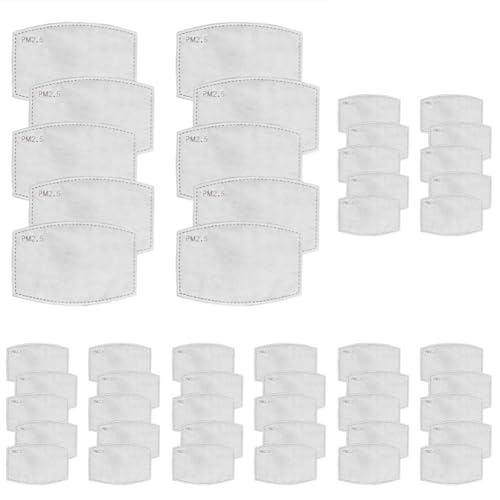 Safe-Mate (50 Pack) PM 2.5 Carbon Filter Replacement Inserts for Adult Cloth Masks (S/M) (L/XL) - 5 Layer Filters