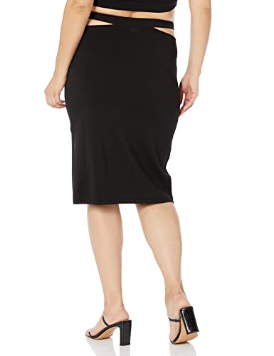 The Drop Women's Valentina Slim Cut-out Pull-on Mide sweater Skirt, Curds & Whey, XXS