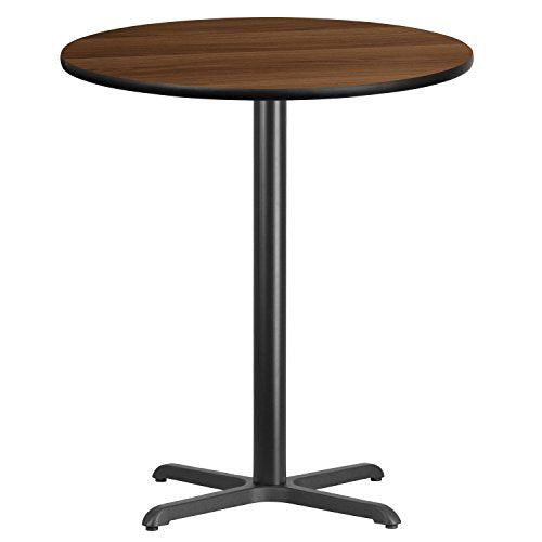 Flash Furniture 36'' Round Walnut Laminate Table Top with 30'' x 30'' Bar Height Table Base