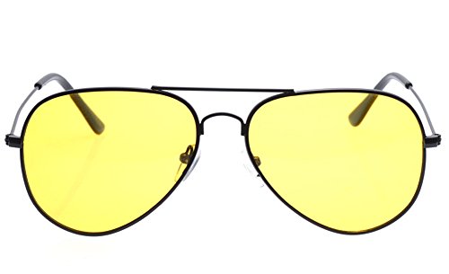 Outray Night Vision Polarized Aviator Sunglasses for Driving (Black Frame/Yellow Lens, Yellow)