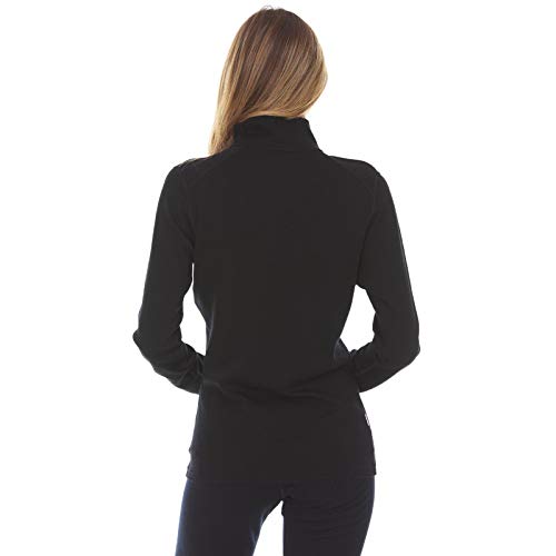 100% Merino Wool - Midweight Womens 1/4 Zip - Midlayer - Black - Small