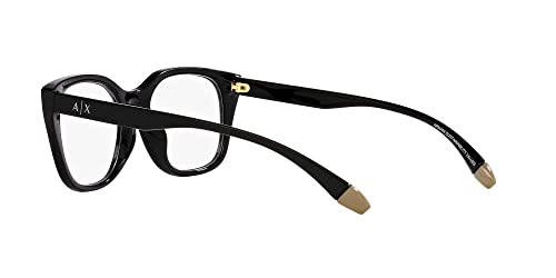 A|X ARMANI EXCHANGE Women's AX3099U Universal Fit Square Prescription Eyewear Frames, Black/Demo Lens, 53 mm