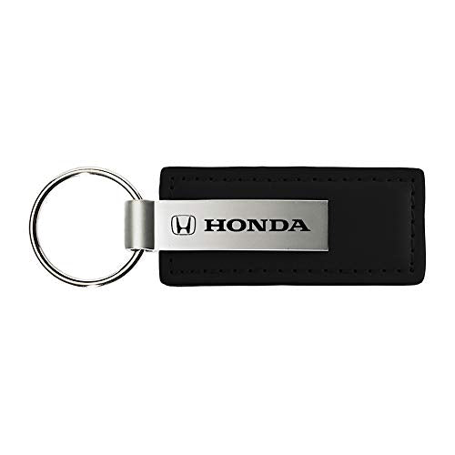 Au-Tomotive Gold, INC. Honda Logo Black Leather Key Chain Keychain Keyring, Official Licensed