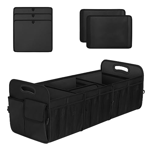 Femuar Large Capacity Trunk Organizer, Waterproof Car Accessory, Non-Slip, Foldable, Suitable for All Vehicles, Black