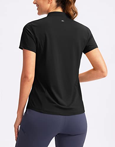Obla Women's Golf Polo Shirt V-Neck Short Sleeve Collarless Quick Dry Tennis Running T Shirt Golf Tops for Women(Rose_S)