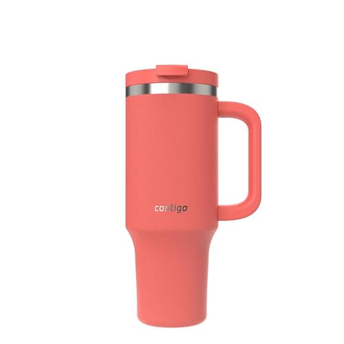 Contigo Streeterville 40oz Tumbler, Stainless Steel Vacuum Insulated, Leak-Proof, Cold for 29 Hours, Coral