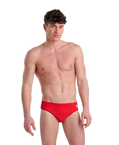 ARENA Men's Standard Feel Icons Solid Swim Briefs, Red, 28