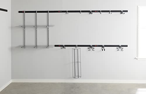 Rubbermaid FastTrack Garage Storage Bike Storage Kit, 3 Piece, All in One Rail Hook Kit Organizer, Heavy Duty for Garage/Wall/Shed