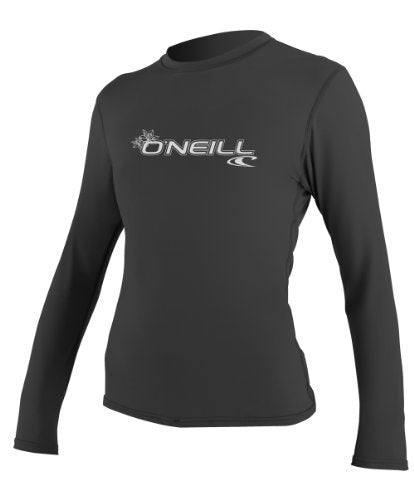 O'Neill UV Sun Protection Womens Basic Skins Long Sleeve Rash Tee Sun Rash Guard, Black, X-Small, Black, X-Small