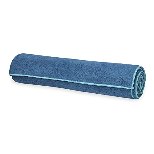 Gaiam Stay Put Yoga Towel Mat (Fits Over Standard Size - 70"L x 26"W), Lake, Large