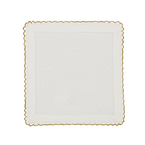 SARO LIFESTYLE Whip Stitched Table Napkins (Set of 4), Gold, 6" (1442.GL6S)