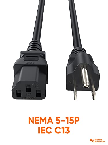 CableCreation [2-Pack] 1 Feet 18 AWG Universal Power Cord for NEMA 5-15P to IEC320C13 Cable, 0.3M / Black