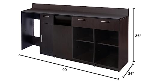 BREAKtime Coffee Break Lunch Room Furniture Buffet Model 2728 3 Piece Group Color Espresso - Factory Assembled (NOT RTA) Furniture Items ONLY.