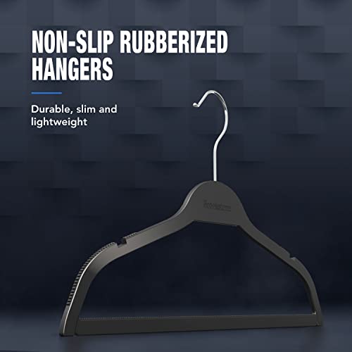 BROOKSTONE, 10 Pack [Non-Slip] 3D Rubberized Hangers, Ultra Slim Lightweight Design, Heavy-Duty, Won’t Stain Fabric, Swivel 360° Hook