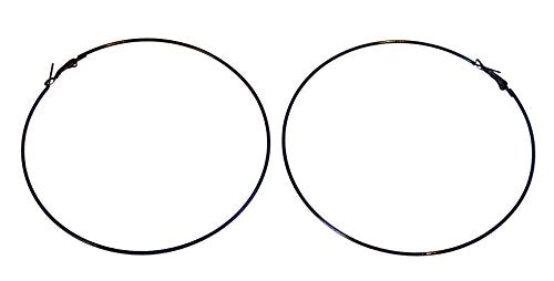 Large 4 inch Hoop Earrings Assorted Colors 100mm Hoop Earrings Thin Classic Hoops (Black)