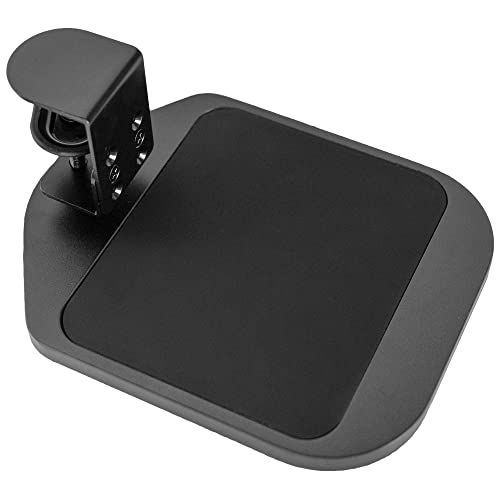 VIVO Clamp-on Wooden Mouse Pad Holder Platform, Adjustable Under Desk 360° Rotating Tray Rest Extension Attachment, up to 2 inch Desktops, Black, MOUNT-MS01B