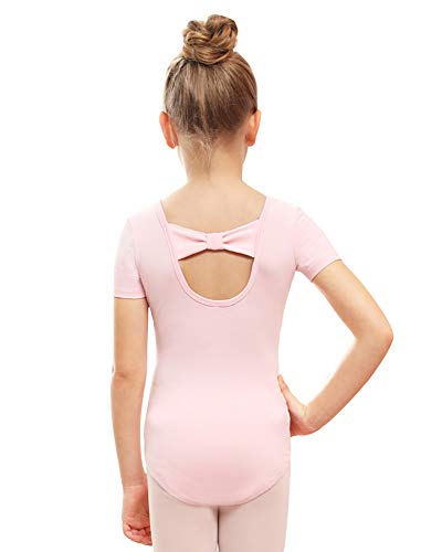 Stelle Leotard for Girls Toddler Ballet Leotards Dance Gymnastics Outfits with Bow Back (White, 5T)