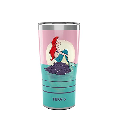 Tervis Traveler Disney The Little Mermaid Thoughtful Ariel Triple Walled Insulated Tumbler Travel Cup Keeps Drinks Cold & Hot, 20oz, Stainless Steel