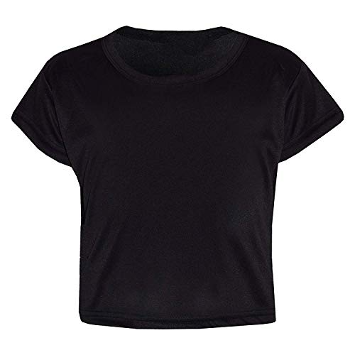 Loxdonz Girls Basic Dance Crop Top Kids Plain Short Sleeve Crop T-Shirt Tees Top (13 Years, Grey)