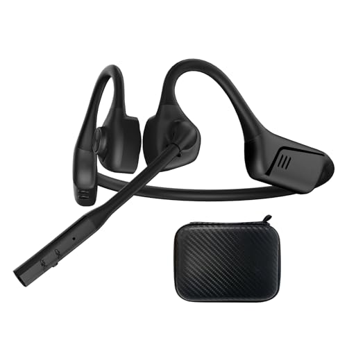 Smof Air Conduction Headset with Mic,Open Ear Wireless Headphones with Bluetooth 5.1/Mute Function/aptX-HD/LL,for Online Meeting/Online Teaching/Office Home Business/Driving（Black）