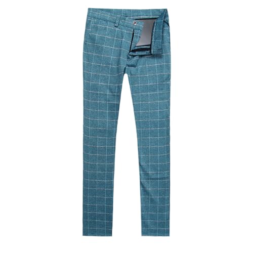 Cloudstyle Men's Suit Plaid Modern Fit 3-Piece Suit Center Vent Blazer Jacket Tux Vest & Trousers Blue
