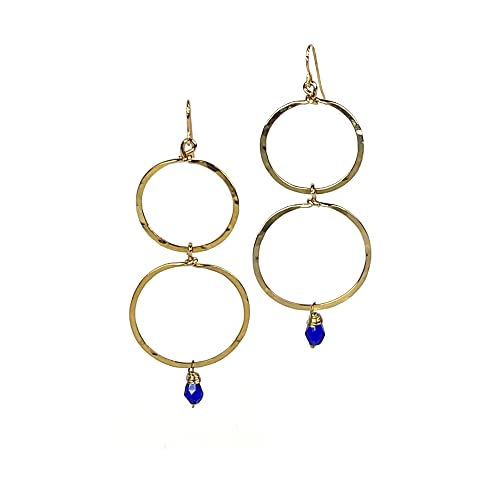 Colorful Beaded Dangle Fashion Earrings (Double Hoop Green)