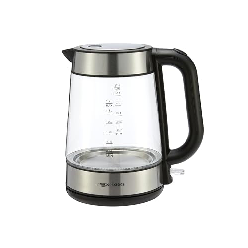 Amazon Basics Glass Carafe Electric Hot Water Kettle, 1.8 Quarts (1.7L), 1500W, BPA-Free