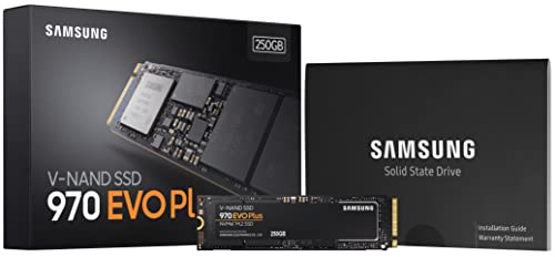 SAMSUNG 970 EVO Plus SSD 250GB NVMe M.2 Internal Solid State Drive with V-NAND Technology, Storage and Memory Expansion for Gaming, Graphics w/ Heat Control, Max Speed, MZ-V7S250B/AM