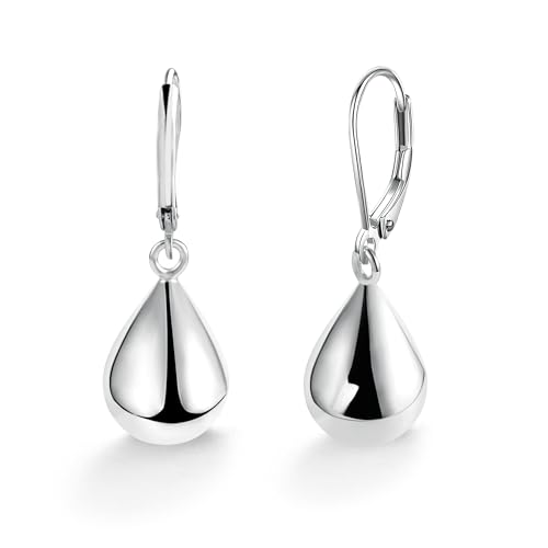 Sterling Silver Teardrop Earrings for Women Girls Silver Drop Leverback Dangle Earrings for Girls Hypoallergenic Leverback Drop Earrings