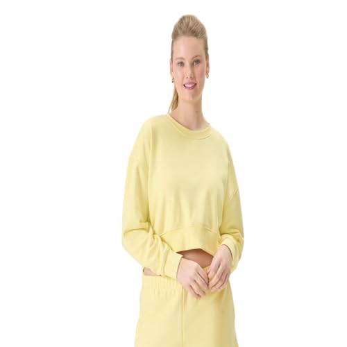 Florence by millsWomensCozy Crush Cropped Pullover SweatshirtBaby ButtercupX-Small