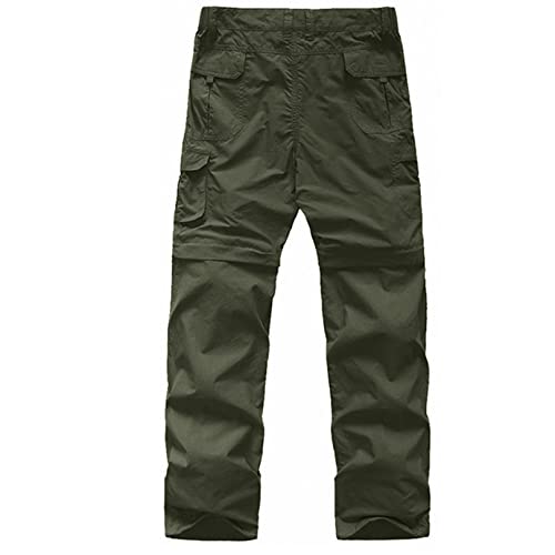 linlon Kids' Cargo Pants, Boy's Casual Outdoor Quick Dry Waterproof Hiking Climbing Convertible Trousers #9016-Army Green-XXS