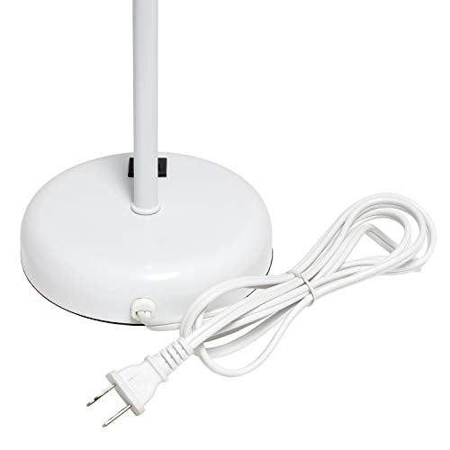 Simple Designs LT2044-TAN-LB Brushed Steel Stick Table Desk Lamp with USB Charging Port and Drum Fabric Shade for Living Room, Hallway, Nightstand, Office, Tan Shade, with Feit LED Bulb Included