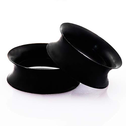 Stuppendux 1 Pair White Soft Silicone Flexible Ear Skin Tunnels Plugs Expanders Gauges Hollow Body Piercing 1/2" 12mm