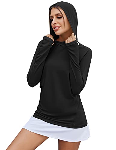 LUYAA Women's Long Sleeve UV Shirts Quick Dry Moisture Wicking Hiking Shirts Workout Tops Cooling Hoodie M White Purple