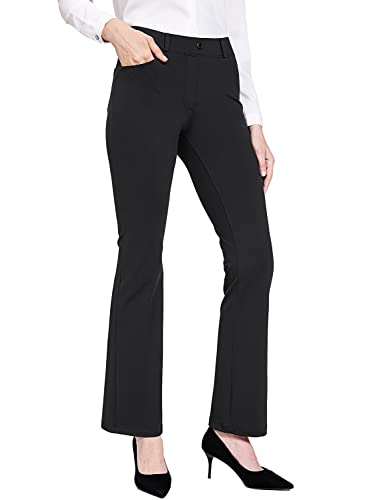 baleaf Womens Dress Pants Yoga Work Pants Pull On Slacks Petite Business Casual Office Trouser Pockets 31" Blue XLT