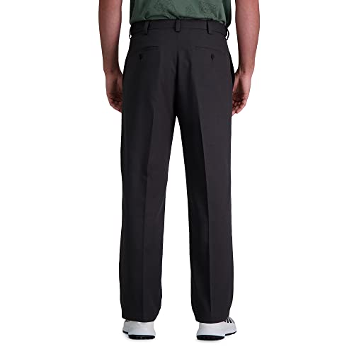 Haggar Men's Cool Right Performance Flex Solid Classic Fit Flat Front Pant-Reg. and Big & Tall Sizes, Midnight, 42W x 30L