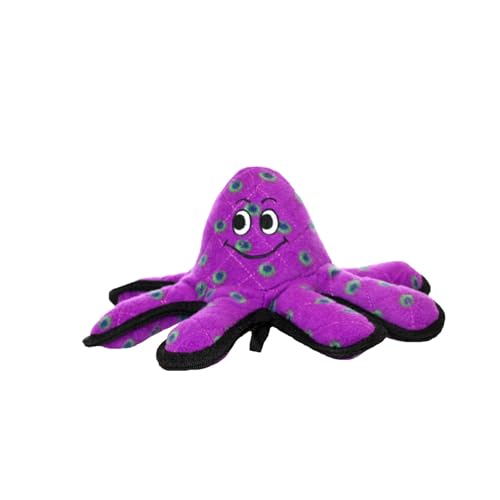 World's Tuffest Soft Dog Toy - Ocean Creature Small Octopus - Squeakers - Multiple Layers. Made Durable, Strong & Tough. Interactive Play (Tug, Toss & Fetch). Machine Washable & Floats