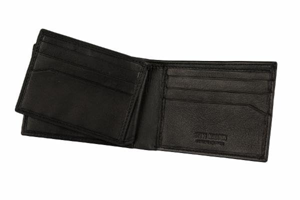 Steve Madden Men's Leather Wallet Extra Capacity Attached Flip Pockets, Black (Glove), One Size