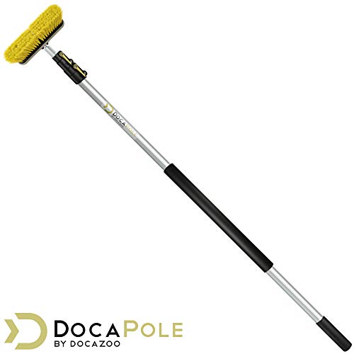 DOCAZOO 6-24 Foot (30 ft Reach) Extension Pole and 10” Medium Bristle Brush for House Siding, Deck, Garage, Patio and More