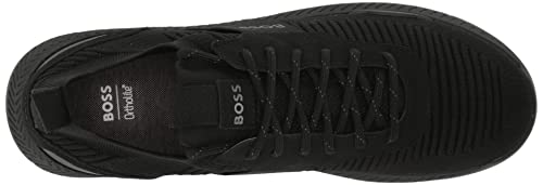 BOSS Men's Mesh Mix Running Sneakers, Black Oil, 7