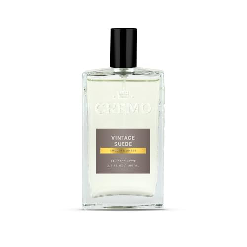 Cremo Cologne for Men - Vintage Suede Mens Cologne Spray- A Combination of White Moss, Rich Amber, and Smooth Suede, Fragrances For Men, 3.4 Fl Oz