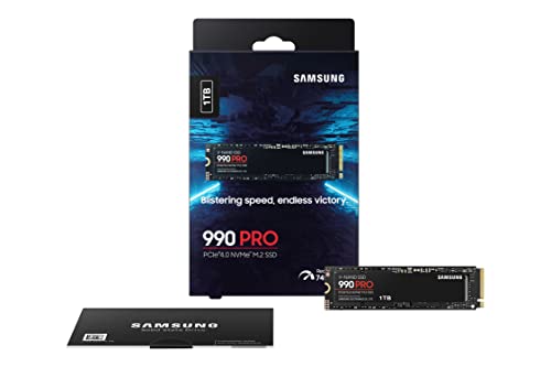 SAMSUNG 990 PRO SSD 1TB PCIe 4.0 M.2 2280 Internal Solid State Hard Drive, Seq. Read Speeds Up to 7,450 MB/s for High End Computing, Gaming, and Heavy Duty Workstations, MZ-V9P1T0B/AM
