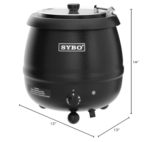 SYBO SB-6000 Commercial Grade Soup Kettle with Hinged Lid and Detachable Stainless Steel Insert Pot for Restaurant and Big Family, 10.5 Quarts, Black