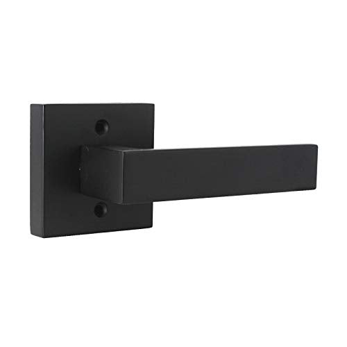 Probrico Non-Turning Half-Dummy Lever in Matte Black, Stainless Steel Square Bar Single Dummy Lever, Heavy Duty Interior Handle for Closet Balcony Pantry or French Doors(Exposed Screws, 1 Pack)