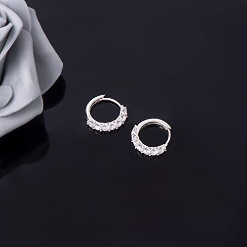 JSGEMSLEE Hypoallergenic Cubic Zirconia Huggie Hoop Earrings for Women 925 Sterling Silver Post Small Hoops Earrings Jewelry Gifts