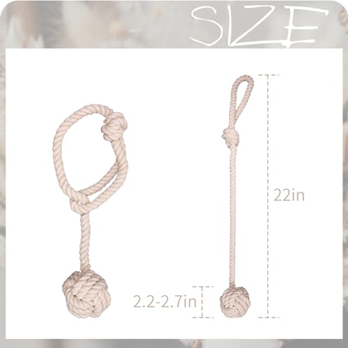 Ushomin Curtain Tiebacks, 2 Packs Curtain Rope Tieback, Heavy Duty Curtain Tie Backs for Curtains, Indoor Outdoor Curtain Tiebacks, Handmade Rural Decorative Tie Knot Curtain Holdbacks (Beige)