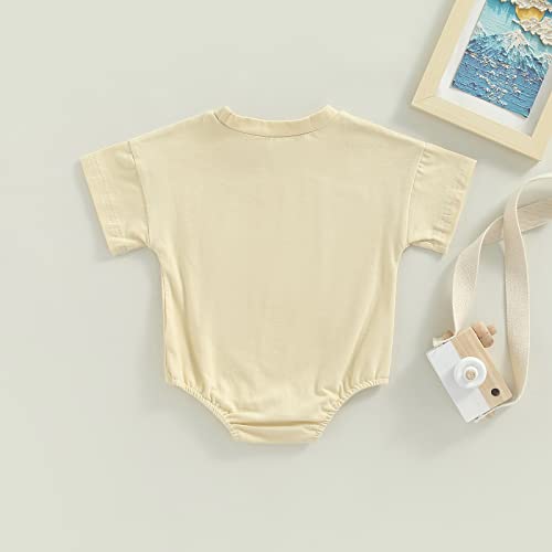 Kayotuas Baby Boys Girls Halloween Romper Oversized Tshirt Onesie Funny Announcement Bodysuit Shirts Cute Halloween Clothes (White&Brown Welcome to our pumpkin patch, 3-6 Months)