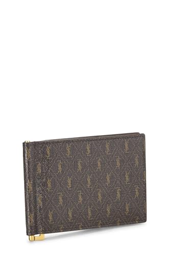 Yves Saint Laurent, Pre-Loved Brown Coated Canvas Le Monogramme Bill Clip Wallet, Brown