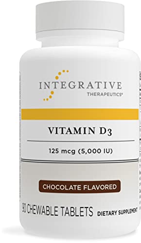 Integrative Therapeutics Vitamin D3 125 mcg - 5,000 IU – Immune Support Supplement* - Healthy Bone Support* - Gluten Free - 90 Chocolate Flavored Chewables