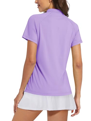MAGCOMSEN Women Golf Shirt Short Sleeve Uv Sun Protection V Neck Tennis Tops Moisture Wicking Polo Shirts Mint Green XL